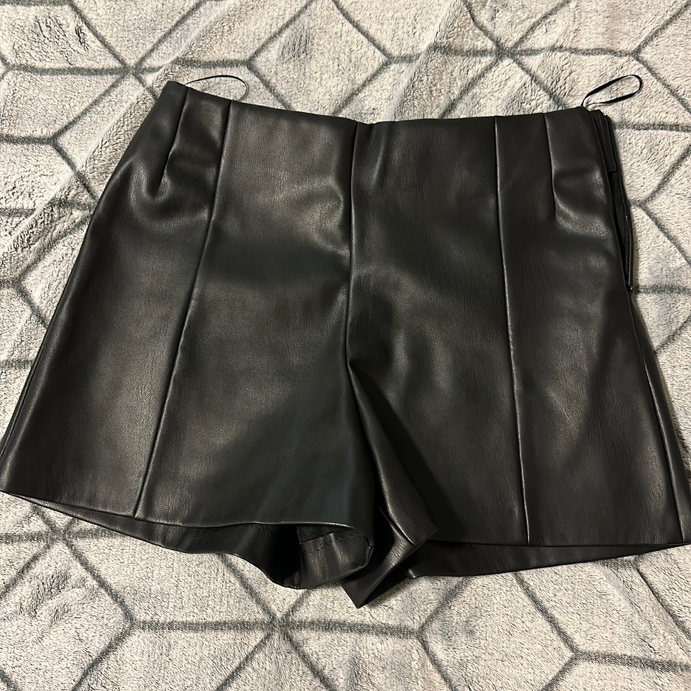 Zara leather shorts